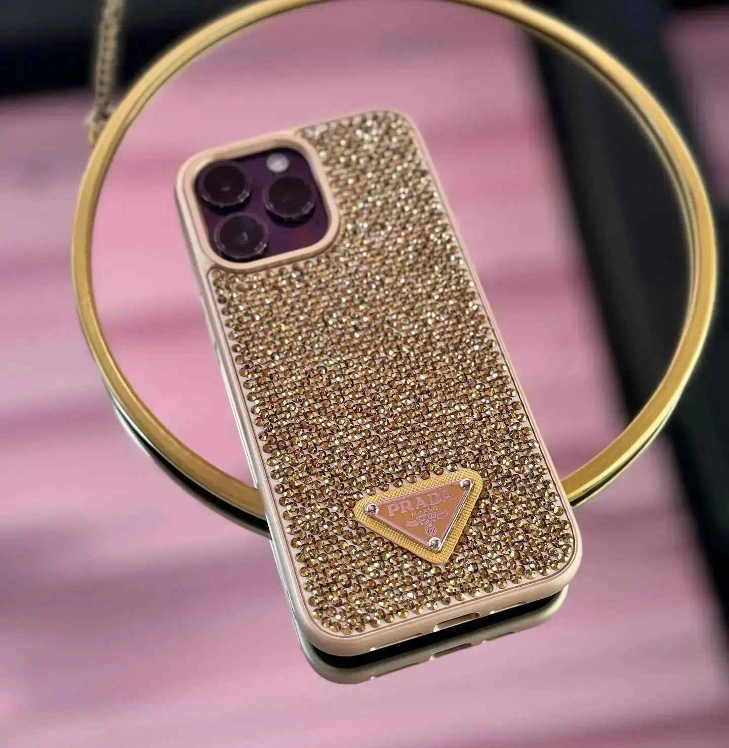 Gold Diamond Prada iPhone 17 Pro Max Case