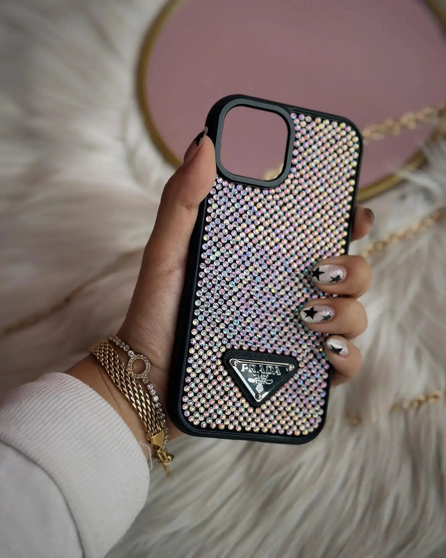 Gray Diamond Prada iPhone 17 Pro Max Case