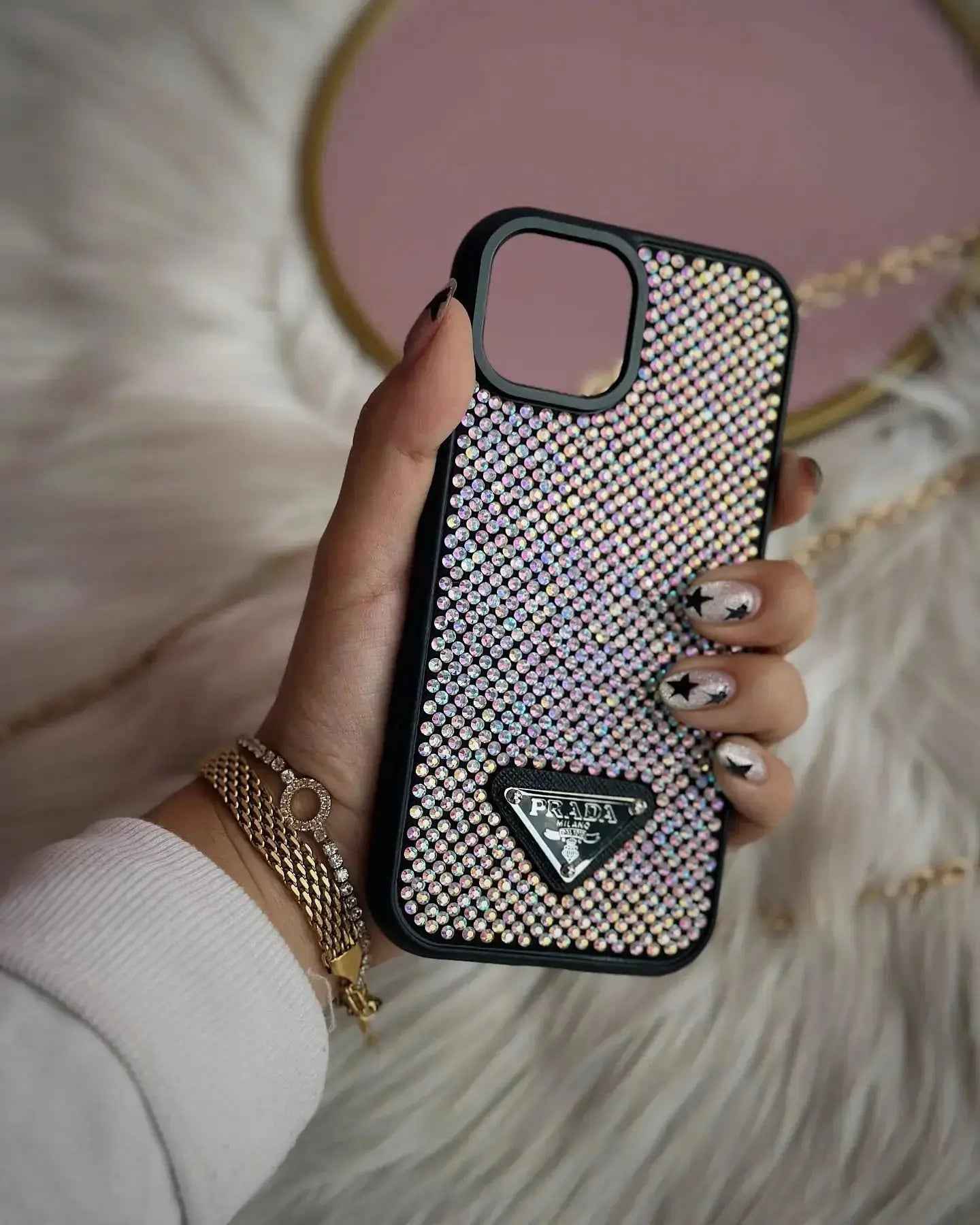 Gray Diamond Prada iPhone 17 Pro Max Case