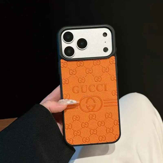 Gucci-Inspired GG Monogram Phone Case – Premium Leather Texture Slim Fit Bumper Case
