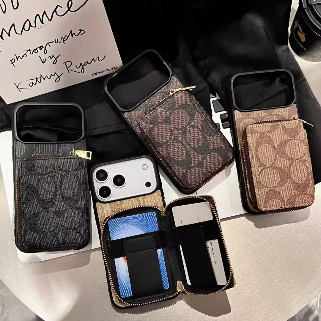 Coach CC Monogram iPhone Case - Luxury Leather Case with Card Holder - Elitesmark