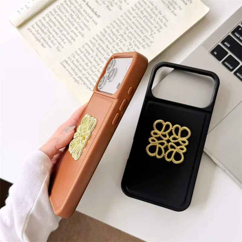 Luxury Leather Emblem iPhone Case Premium Protection & Style