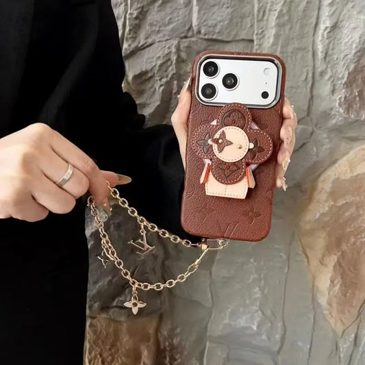 Louis Vuitton LV Monogram Leather iPhone Case with Rotating Stand - Elitesmark