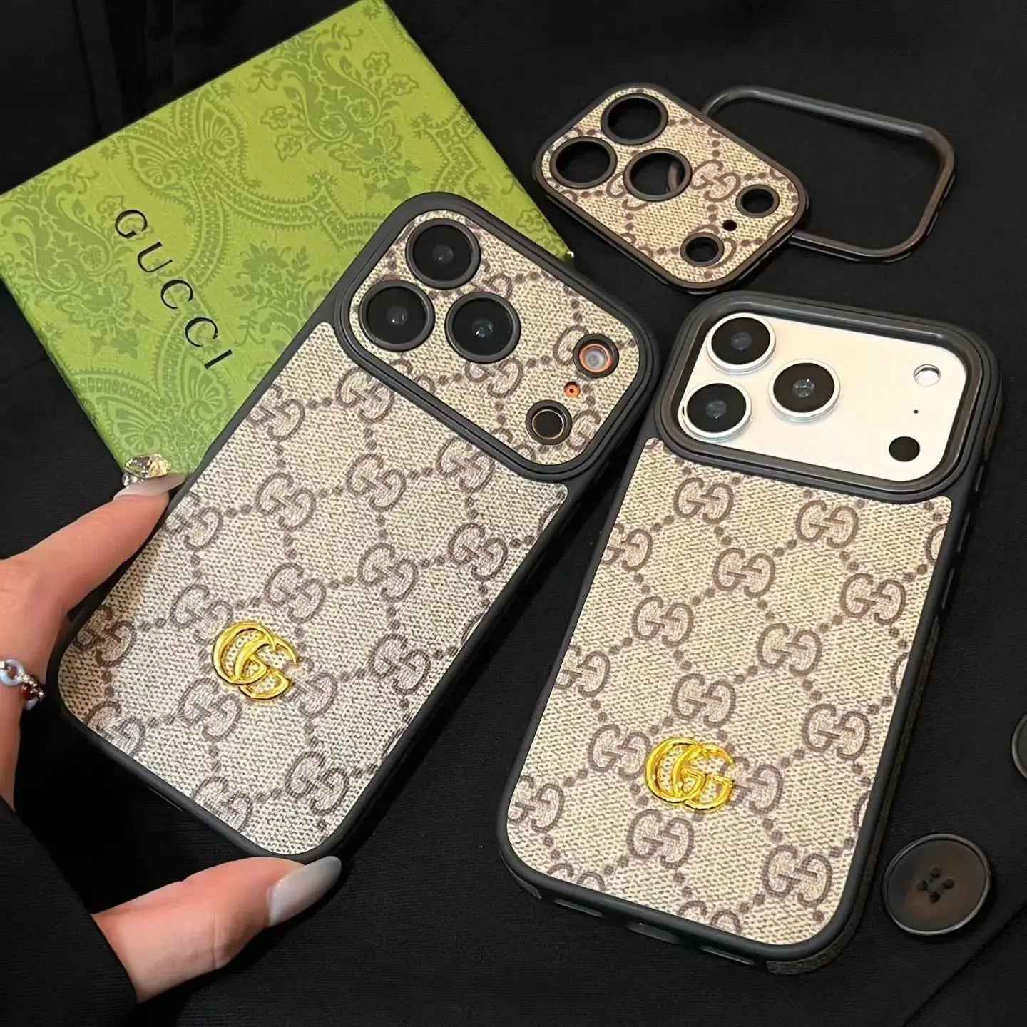 Gucci iPhone Case Luxury GG iPhone Case with Interchangeable Camera Lens Frames