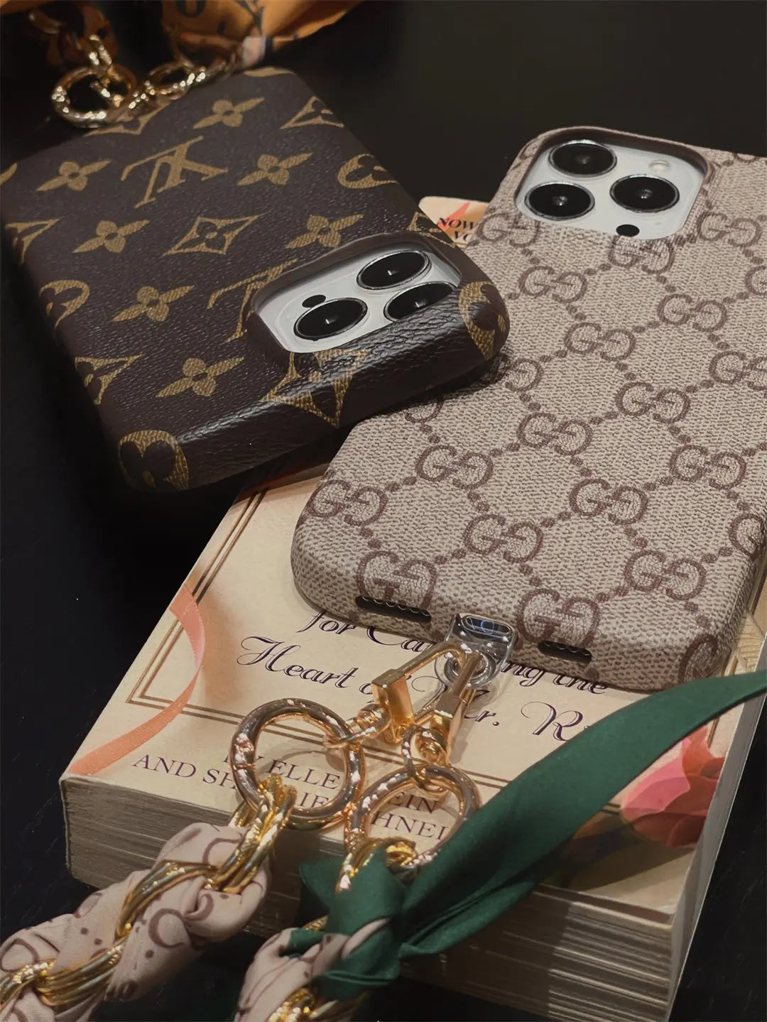 LUXURY CANVAS APPLE IPHONE CASE DETACHABLE SILK SCARF WRISTBAND - Elitesmark