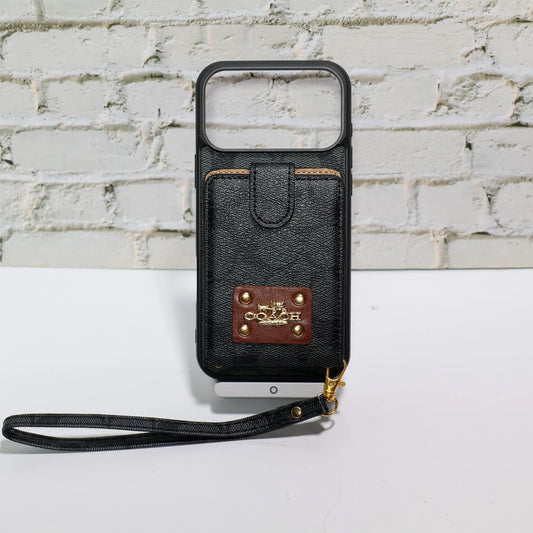 Coach Monogram Card Holder iPhone Case with Strap - Elitesmark