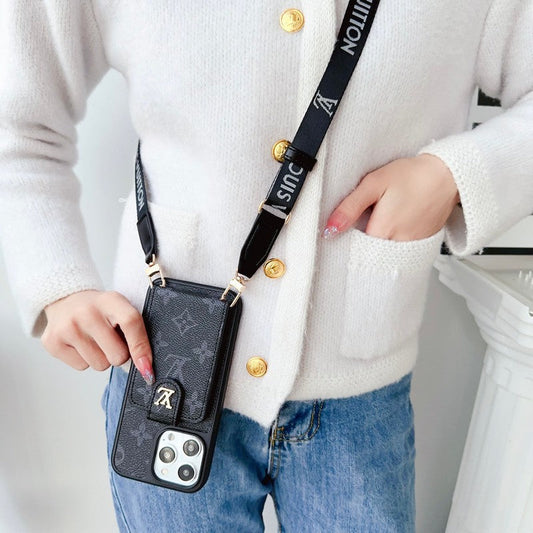 Lou Black & White Crossbody Card Bag iPhone Case
