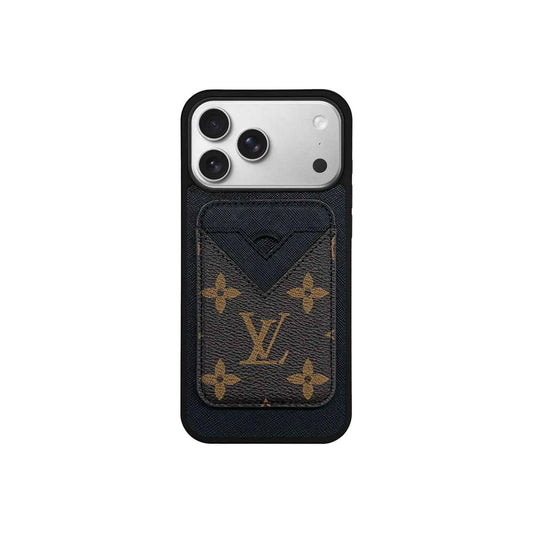 Louis Vuitton iPhone Set Magsafe Cardholder Orange LV Monogram Black with Case