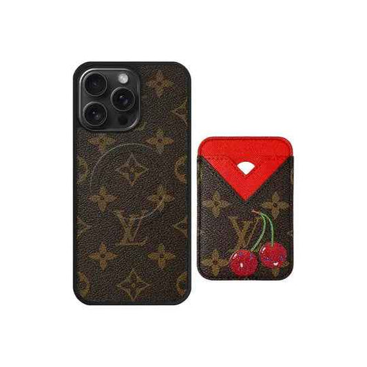 Louis Vuitton Set Cardholder with Case - Orange LV Monogram iPhone 12-17 Series