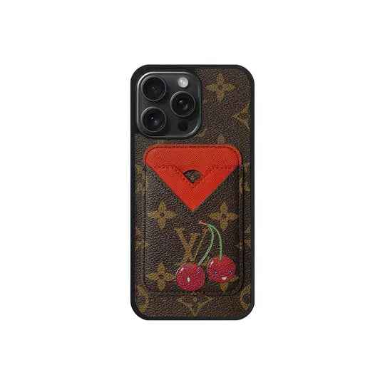 Louis Vuitton Set Cardholder with Case - Orange LV Monogram iPhone 12-17 Series