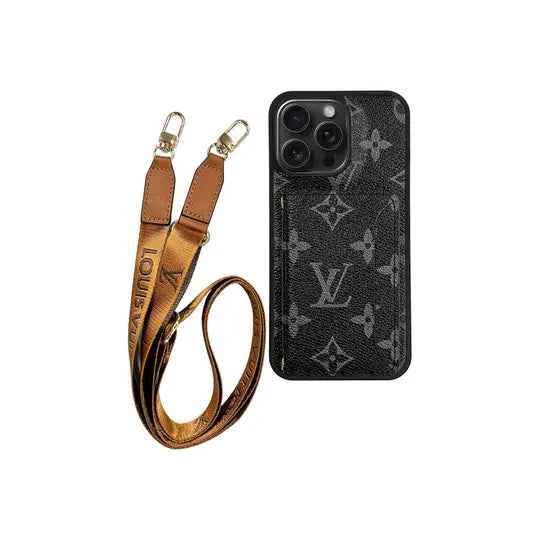Louis Vuitton LV Monogram Cardholder iPhone Case Fully Covered Lanyard