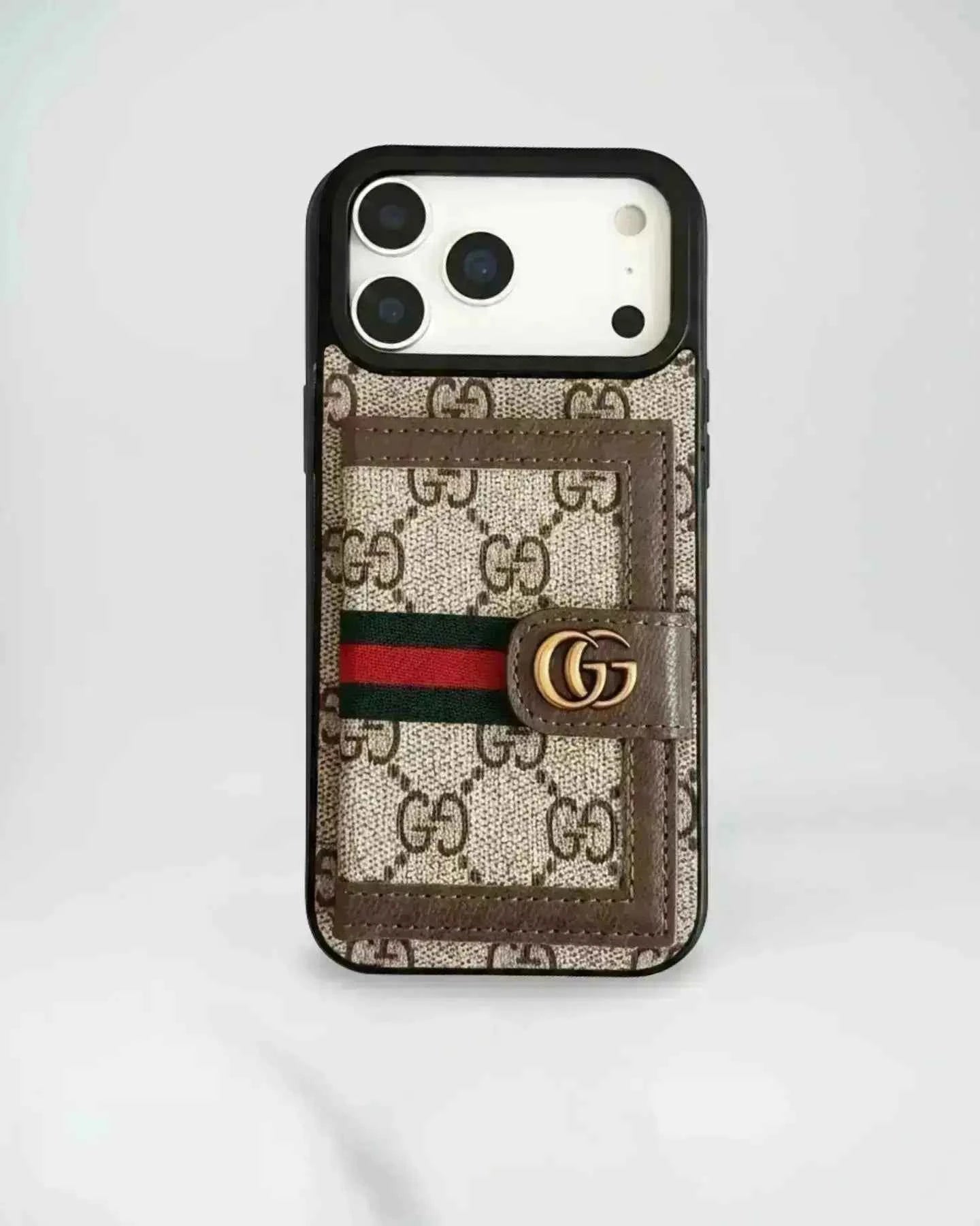 Louis Vuitton iPhone 17 Pro Max Case With Cardholder – Light Tan Card Holder, Luxury Protective Cover
