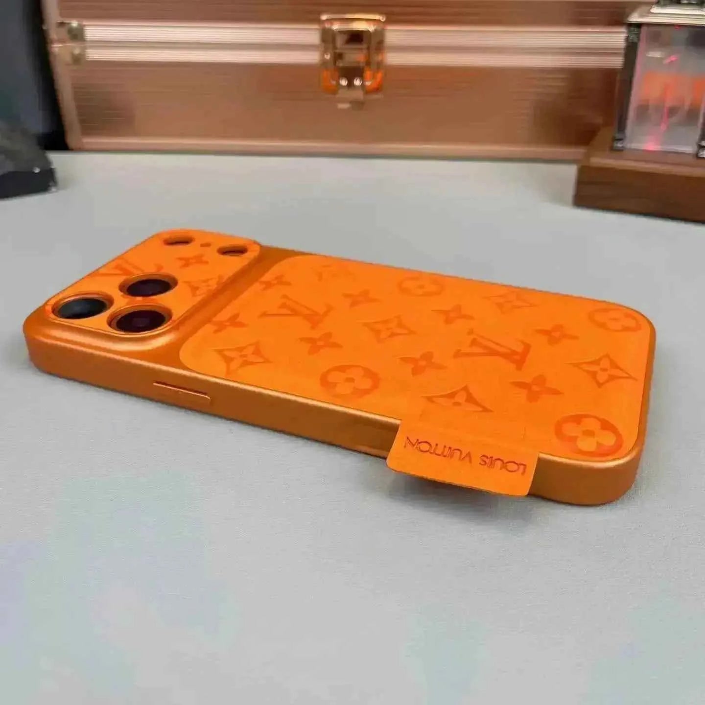 Orange Louis Vuitton iPhone 17 Pro Max Case - LV Classic Monogram