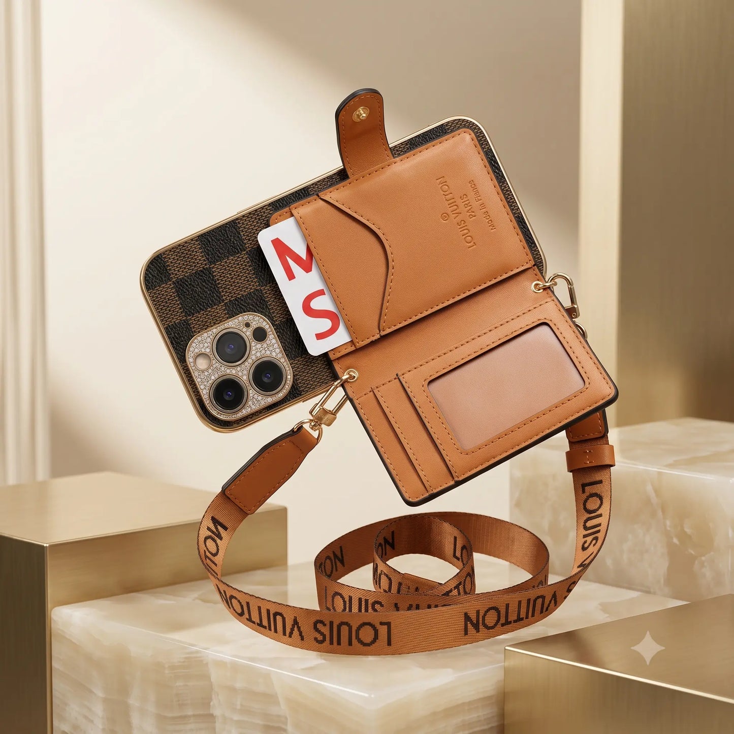 Louis Vuitton iPhone Case – LV Monogram Card Holder Cover with Chain - Elitesmark
