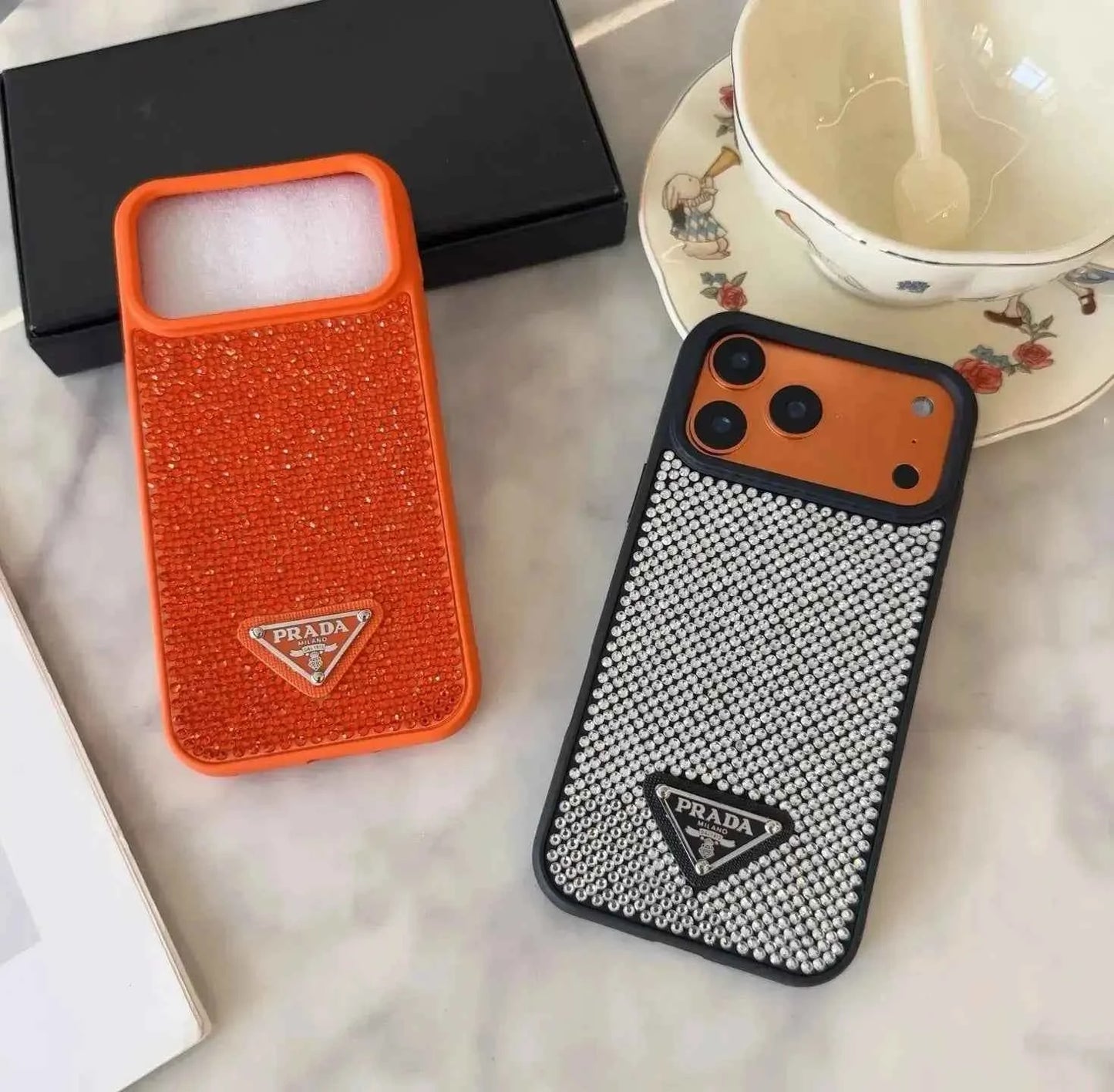 Crystal Orange Prada iPhone 17 Pro Max Case
