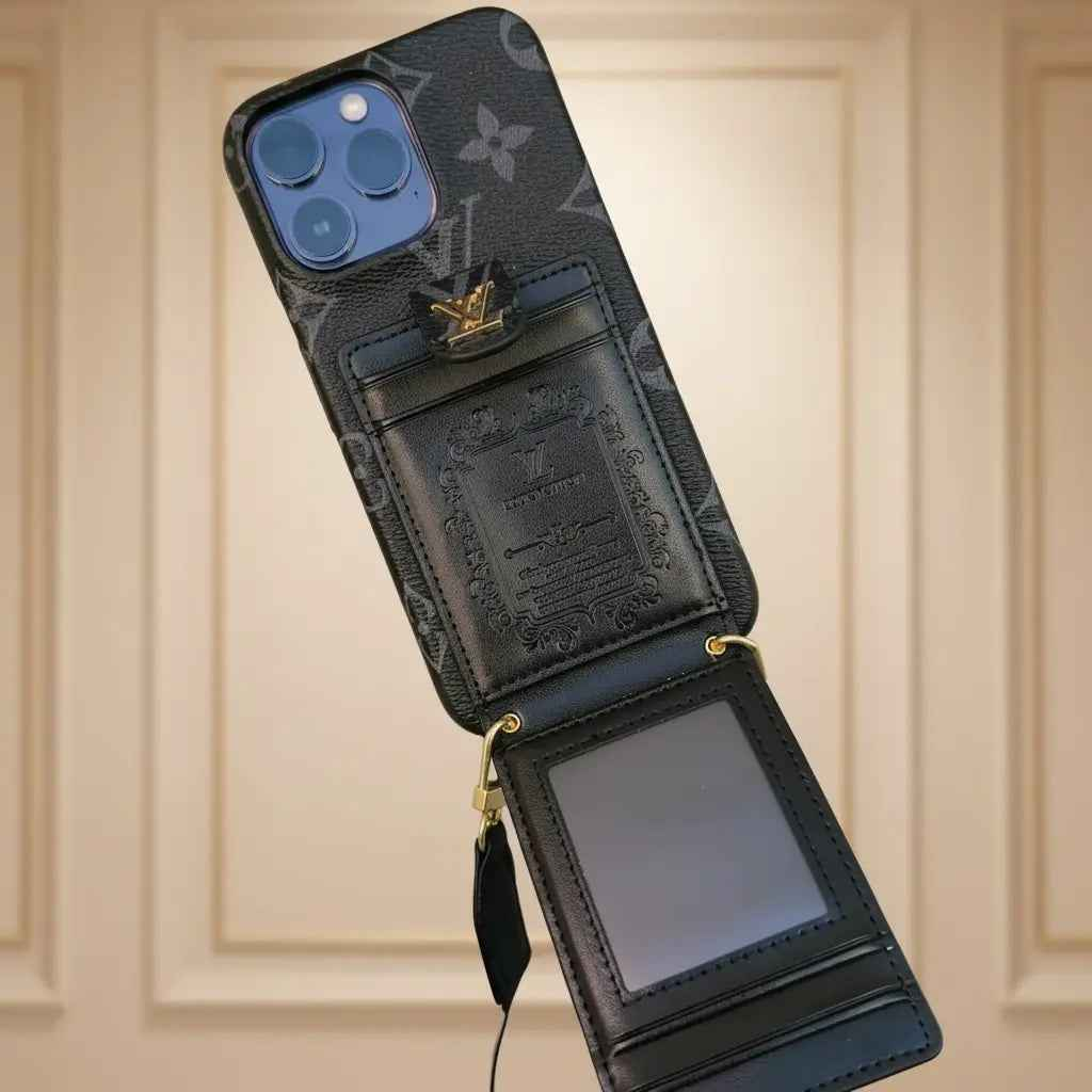 Black Louis Vuitton iPhone 17 Pro Max Case Cardholder – Luxury LV Monogram Cover