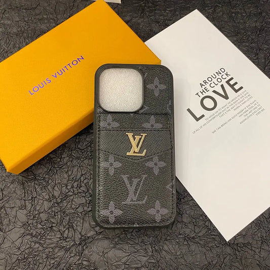 LV Monogram Luxury iPhone Case - Genuine Leather iPhone Case Flip Wallet - Elitesmark