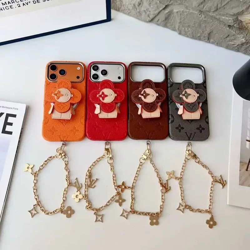 Louis Vuitton LV Monogram Leather iPhone Case with Rotating Stand - Elitesmark