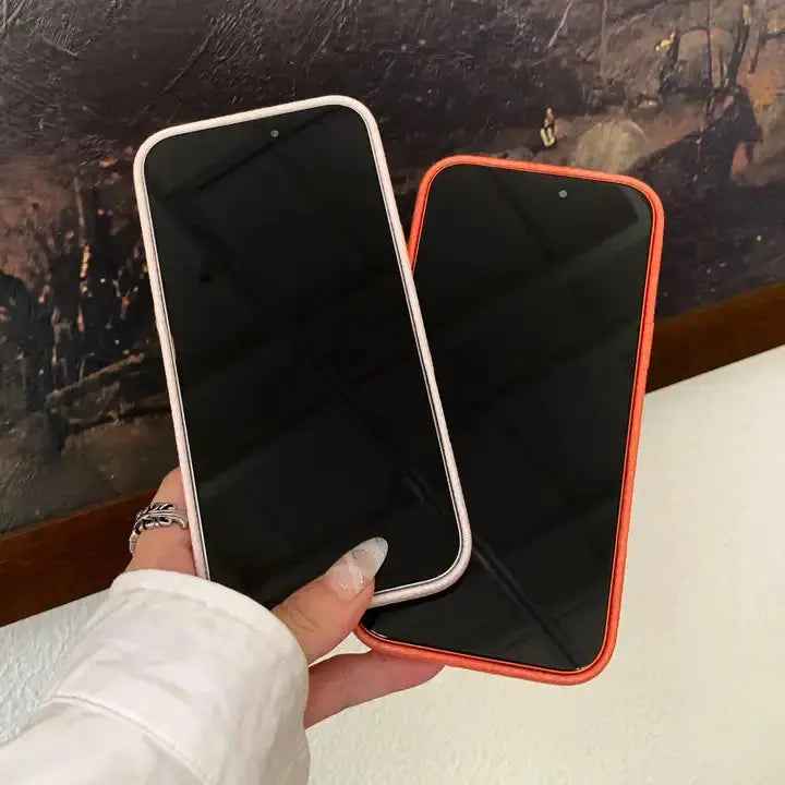 Hermes Orange Leather iPhone 17 Pro Max Case – Horse Logo Luxury Designer Cover