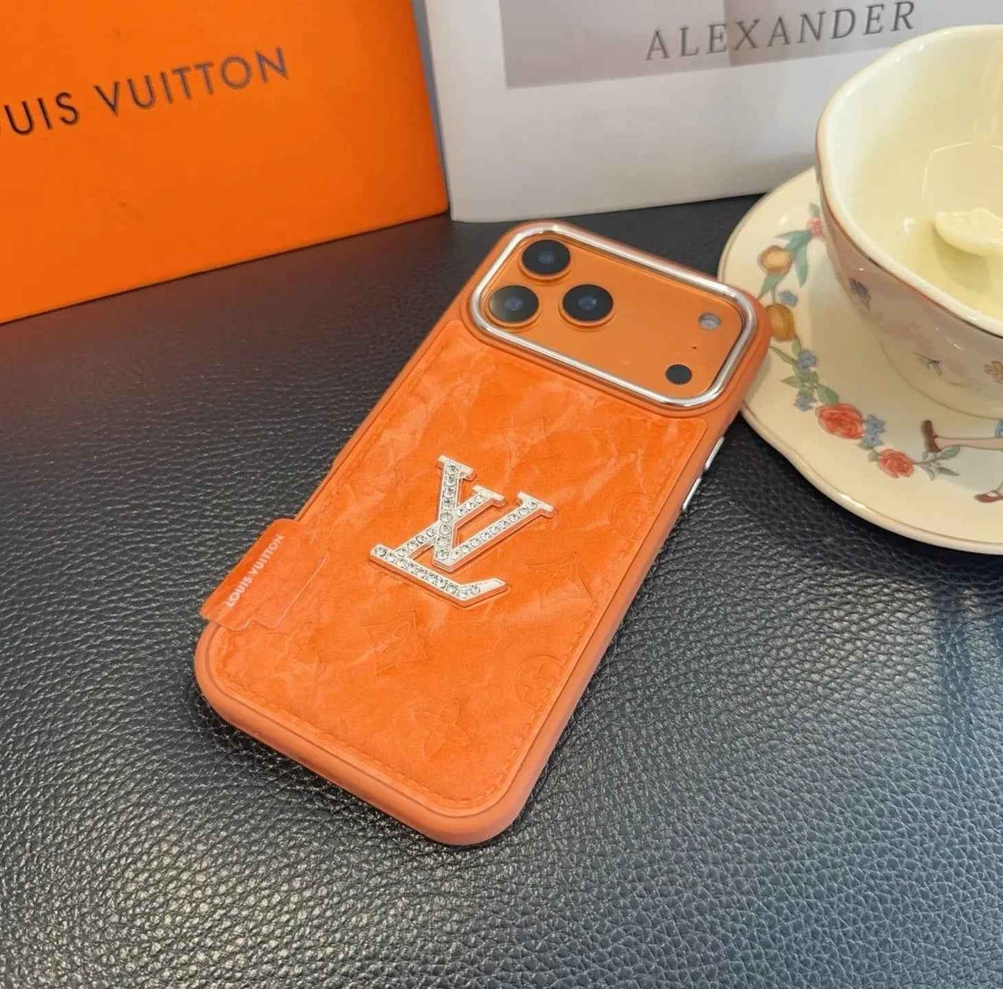 Louis Vuitton iPhone Case - LV Monogram Orange Case – Crystal Logo Edition