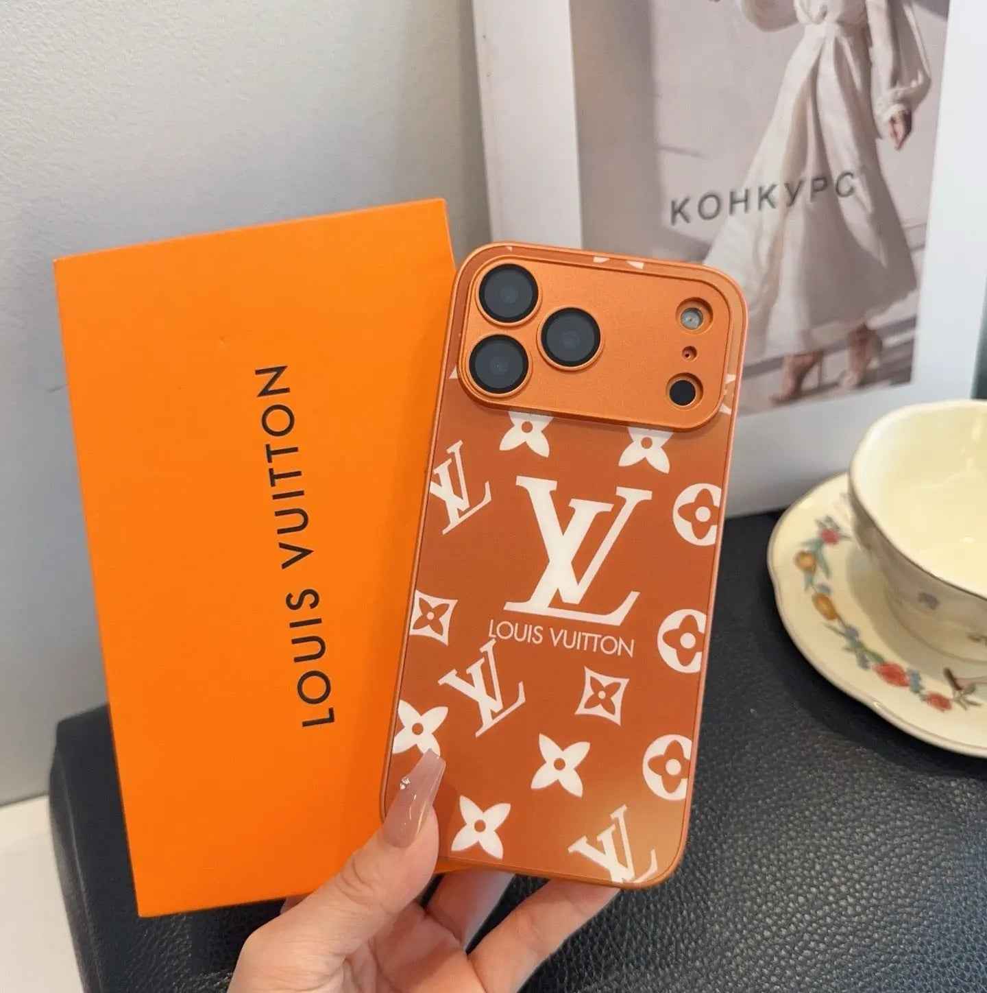 Louis Vuitton iPhone Case - LV Luxury Orange with Reinforced Camera Case for iPhone 13-17
