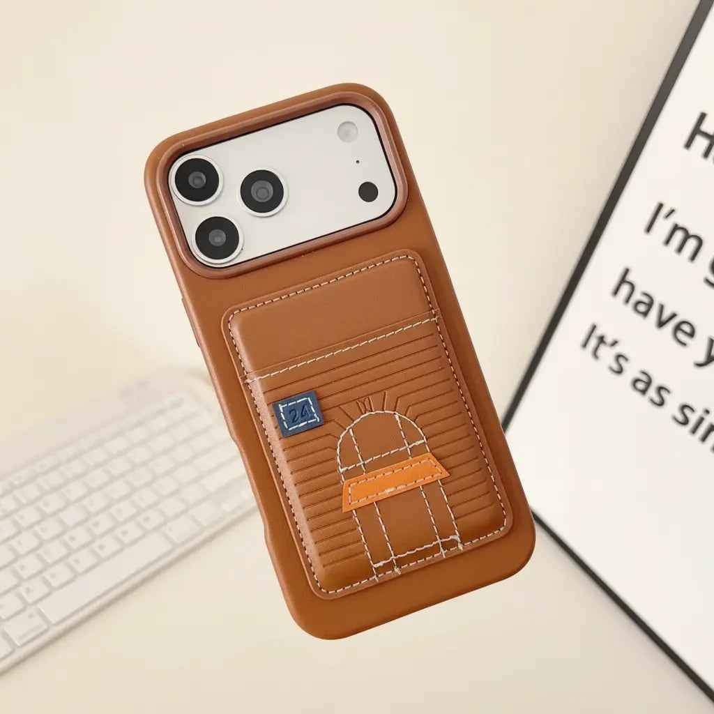 Silver Hermès iPhone 17 Pro Max Case with Card Slot – Luxury Leather Hermes Phone Case
