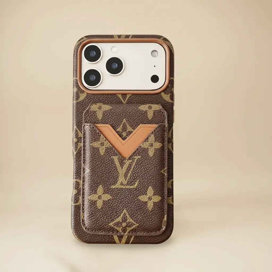 Brown Red Louis Vuitton iPhone 17 Pro Max Case with cardholder – Classic Monogram Luxury