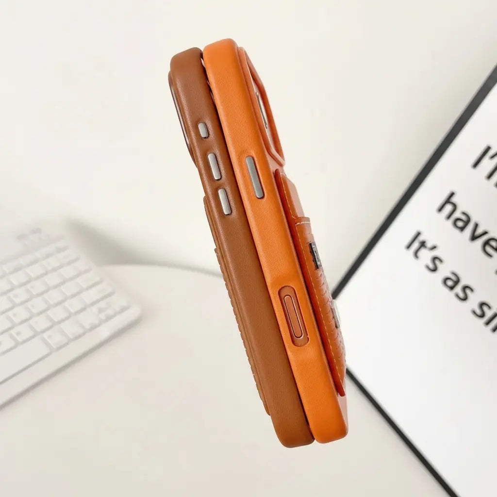 Brown Hermès iPhone 17 Pro Max Case – Lifestyle Shot | luxury leather card slot, Hermès designer cover, Elitesmark | Elitesmark