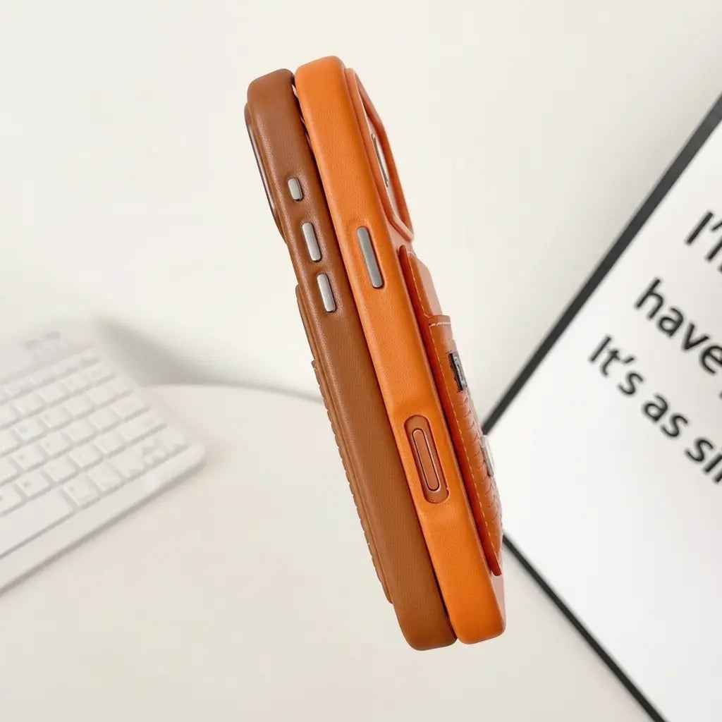 Brown Hermès iPhone 17 Pro Max Case with Card Slot – Luxury Leather Hermes Phone Case