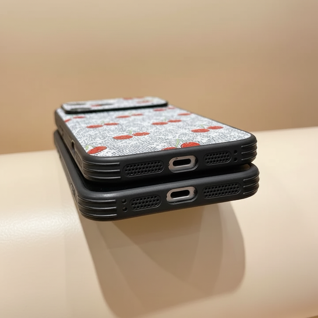 Cherry Louis Vuitton iPhone 17 Pro Max Case – Full Product View | cherry red LV monogram luxury cover, Elitesmark premium phone accessories | Elitesmark