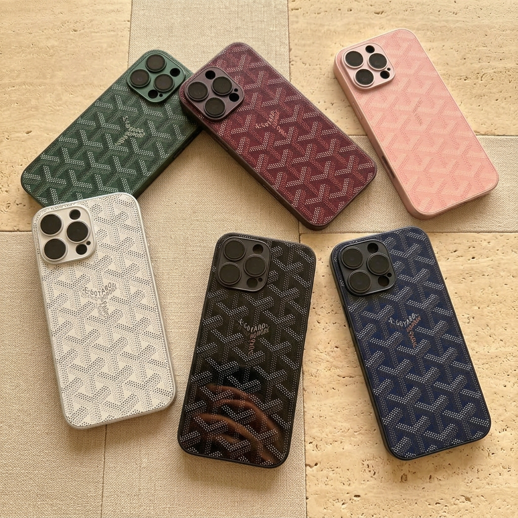 Six dotted-chevron back covers arranged in two rows: green, burgundy red and pale pink above white, black and navy blue.