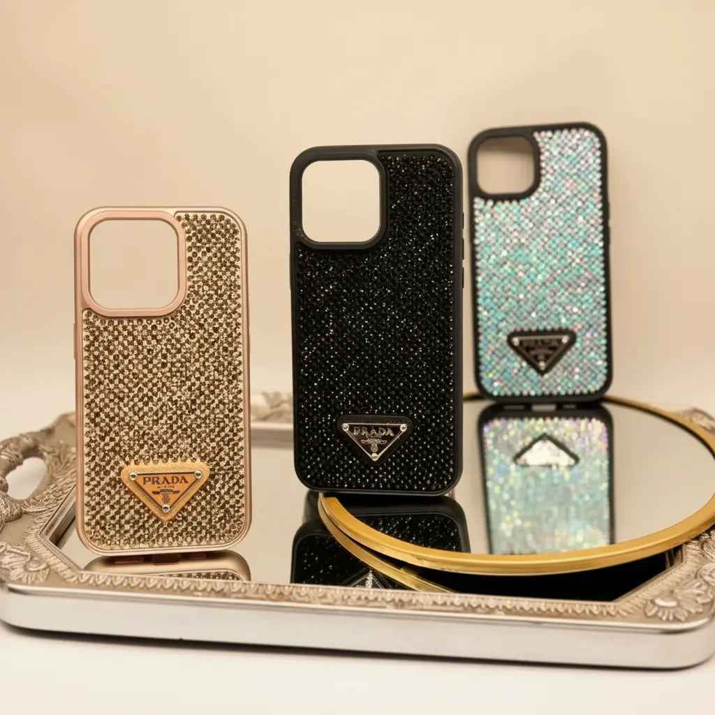 Black Diamond Prada iPhone 17 Pro Max Case – Luxury Quilted Designer Cover