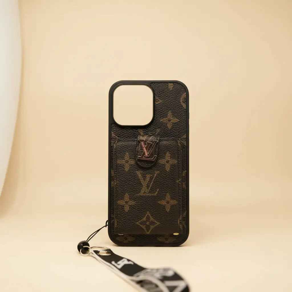 Brown Louis Vuitton iPhone 17 Pro Max Case Cardholder – Classic LV Monogram Canvas Cover