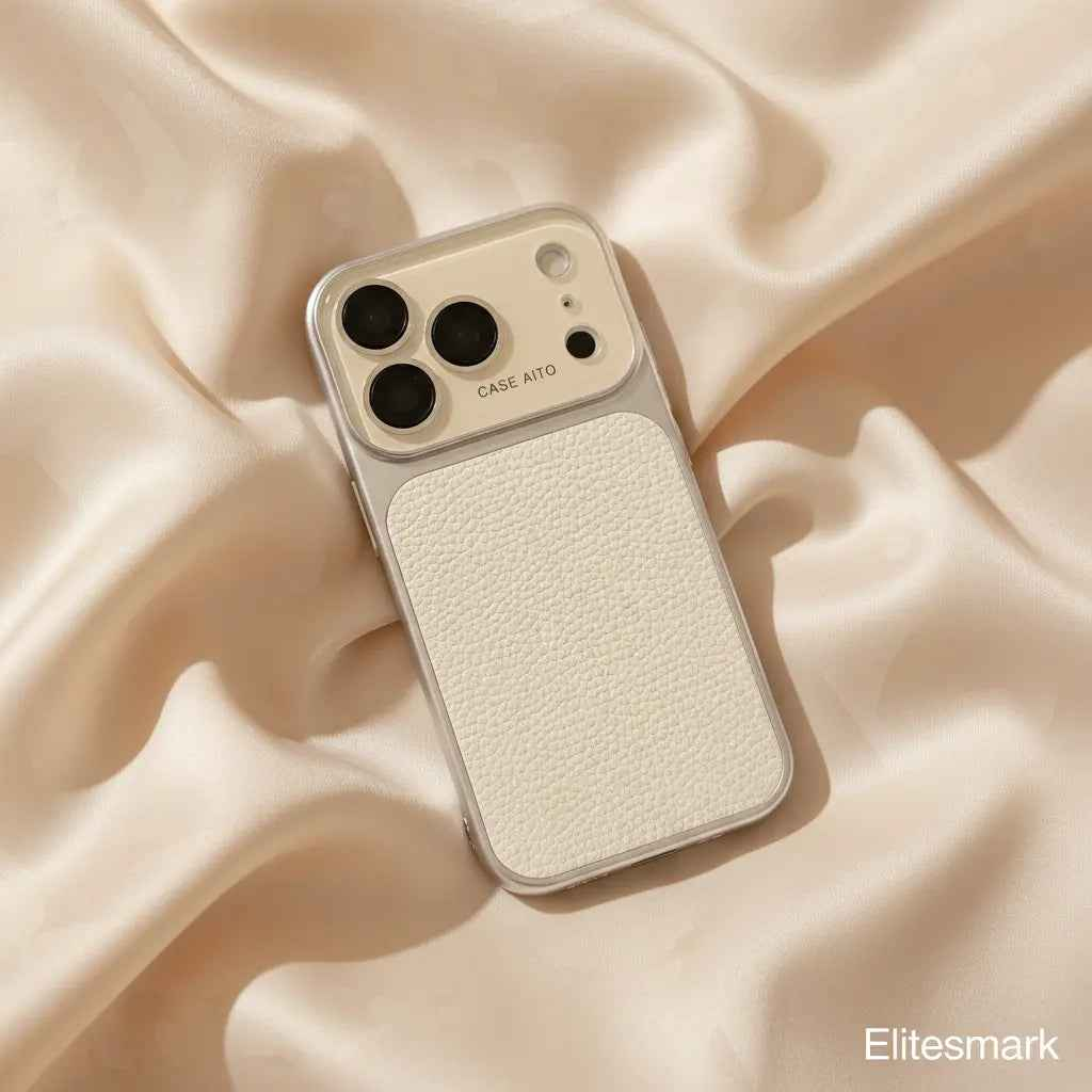 Urban Zest Leather Shield iPhone Case – Orange Leather & Metallic Camera Ring Luxury Cover
