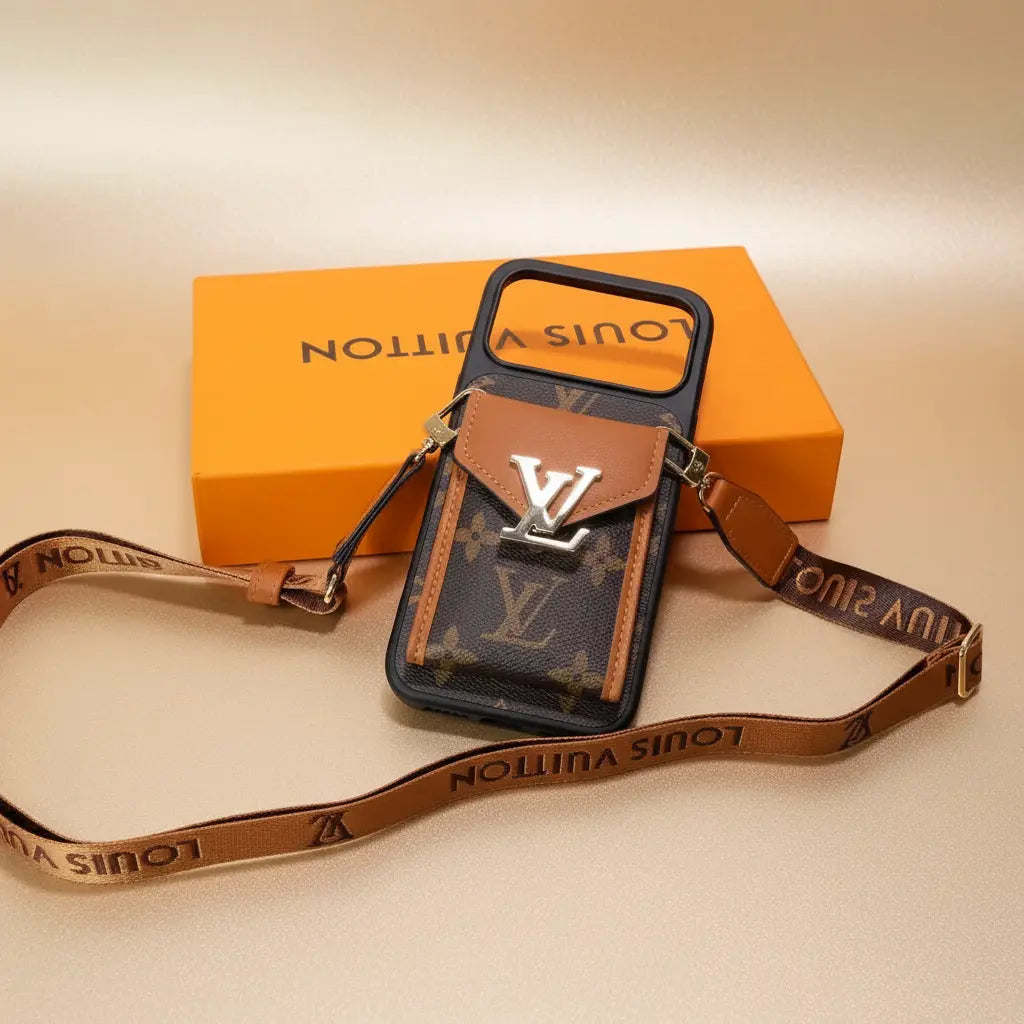 Camel Brown Louis Vuitton iPhone 17 Pro Max Case – Full Product View | classic LV monogram luxury cover, Elitesmark premium phone accessories | Elitesmark