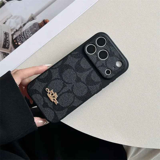 Coach iPhone Case with Gold Emblem - iPhone Cover with Coach Gold Logo