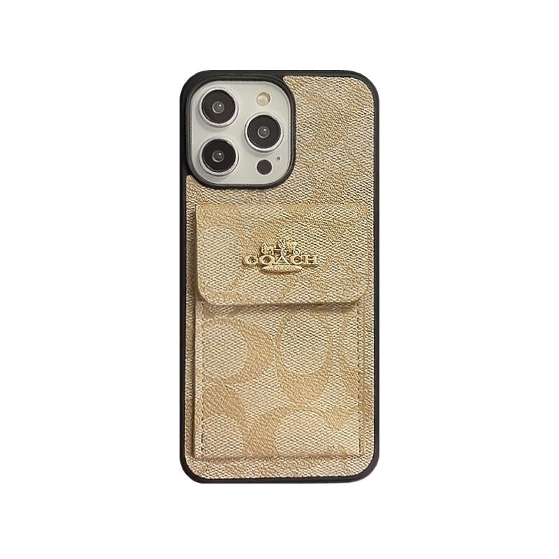 Coach iPhone Case With Card Holder Wallet Light Brown -SZK240425