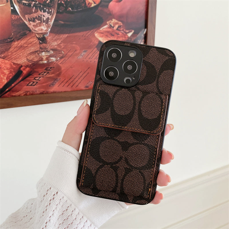 Coach iPhone Case With Wallet Dark Brown-HP240513
