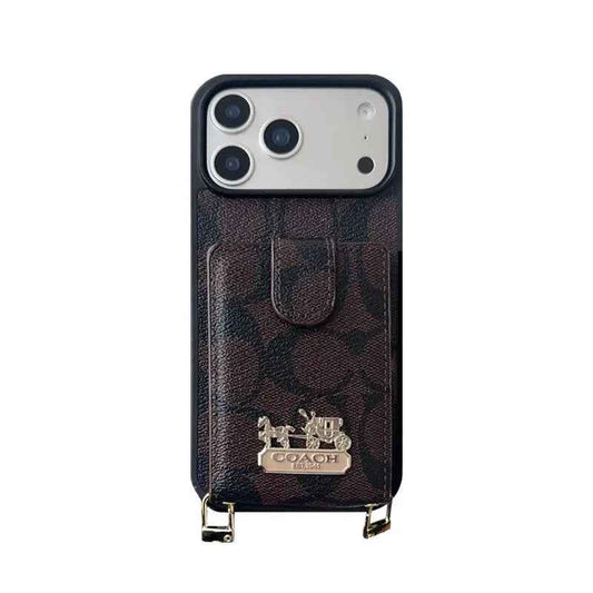 Leather Coach iPhone Case With Wallet And Strap