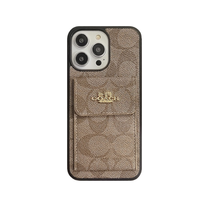 Coach iPhone Case With Card Holder Wallet Light Brown -SZK240425