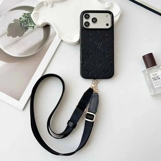 Louis Vuitton LV Monogram Leather Case with Designer Crossbody iPhone Case - Elitesmark
