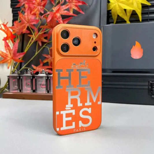 Hermes Orange iPhone Case - Premium Leather Protection - Elitesmark