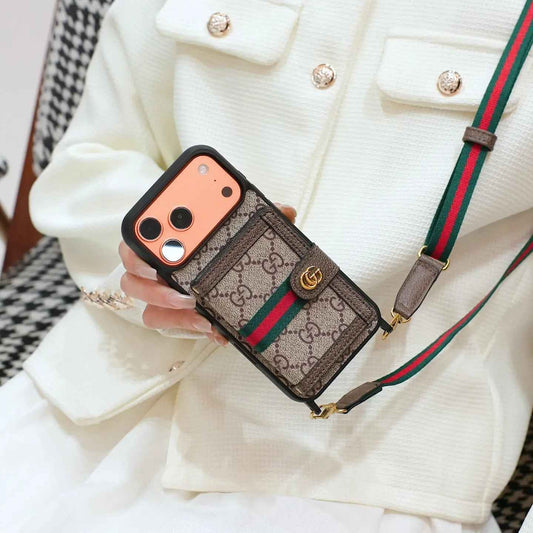 Louis Vuitton iPhone Case Supreme Strip - LV Crossbody Wallet Phone Case