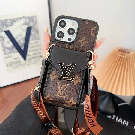 Louis Vuitton Case with Card Holder and LV Shoulder Strap iPhone Case - Elitesmark