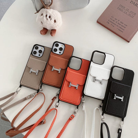 H Card Bag Leather Crossbody iPhone Case