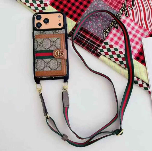 Monogram iPhone Wallet Case with Crossbody Strap