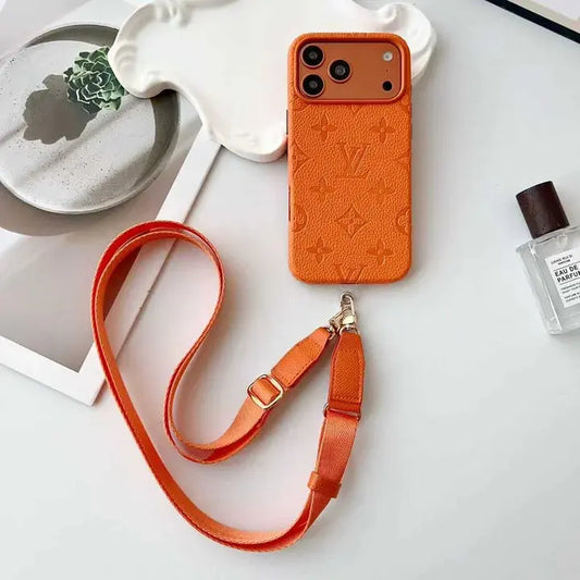 Louis Vuitton LV Monogram Leather Case with Designer Crossbody iPhone Case - Elitesmark