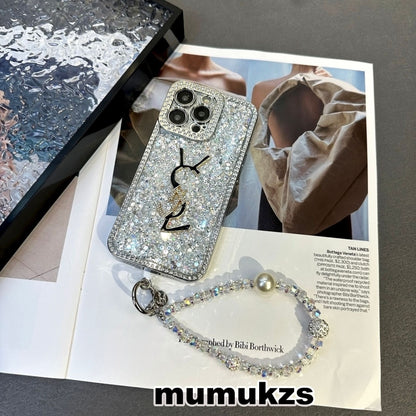 Luxury Glitter Holographic Y - S - L-Inspired iPhone Case – Diamond Shine Edition