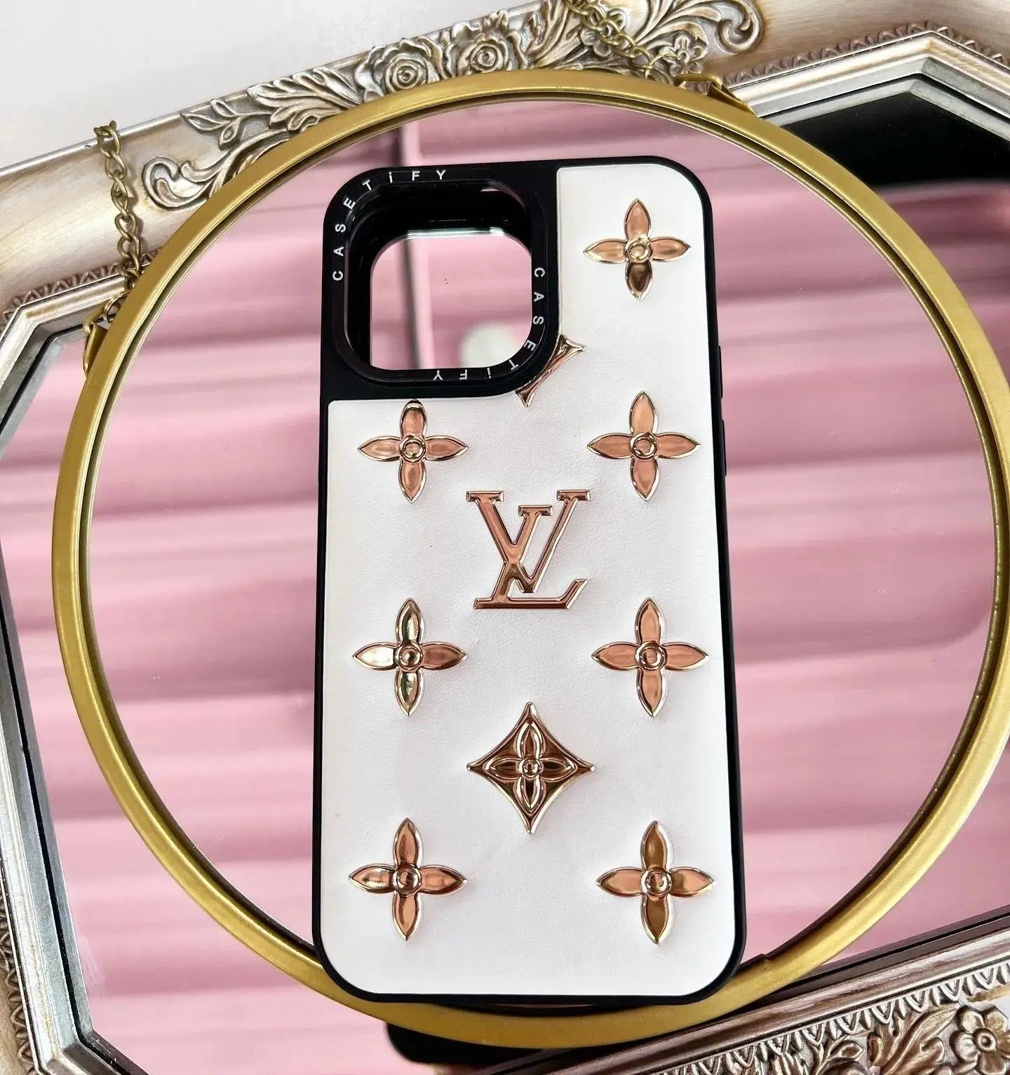 Louis Vuitton iPhone 17 Pro Max Case - White Monogram Coussin Chain