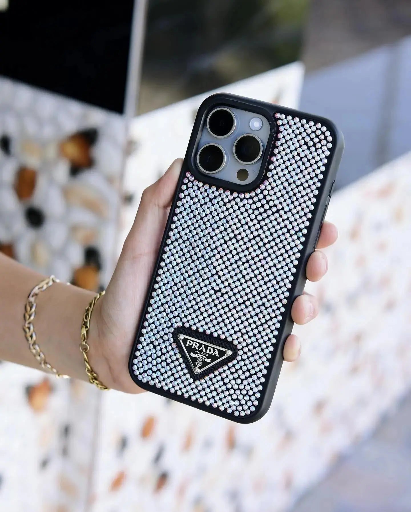 Gray Diamond Prada iPhone 17 Pro Max Case